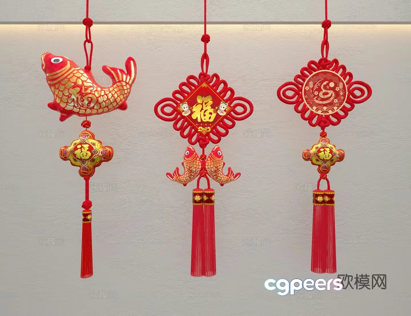 New Chinese style pendant New Year Chinese knot festive pendant 3D model