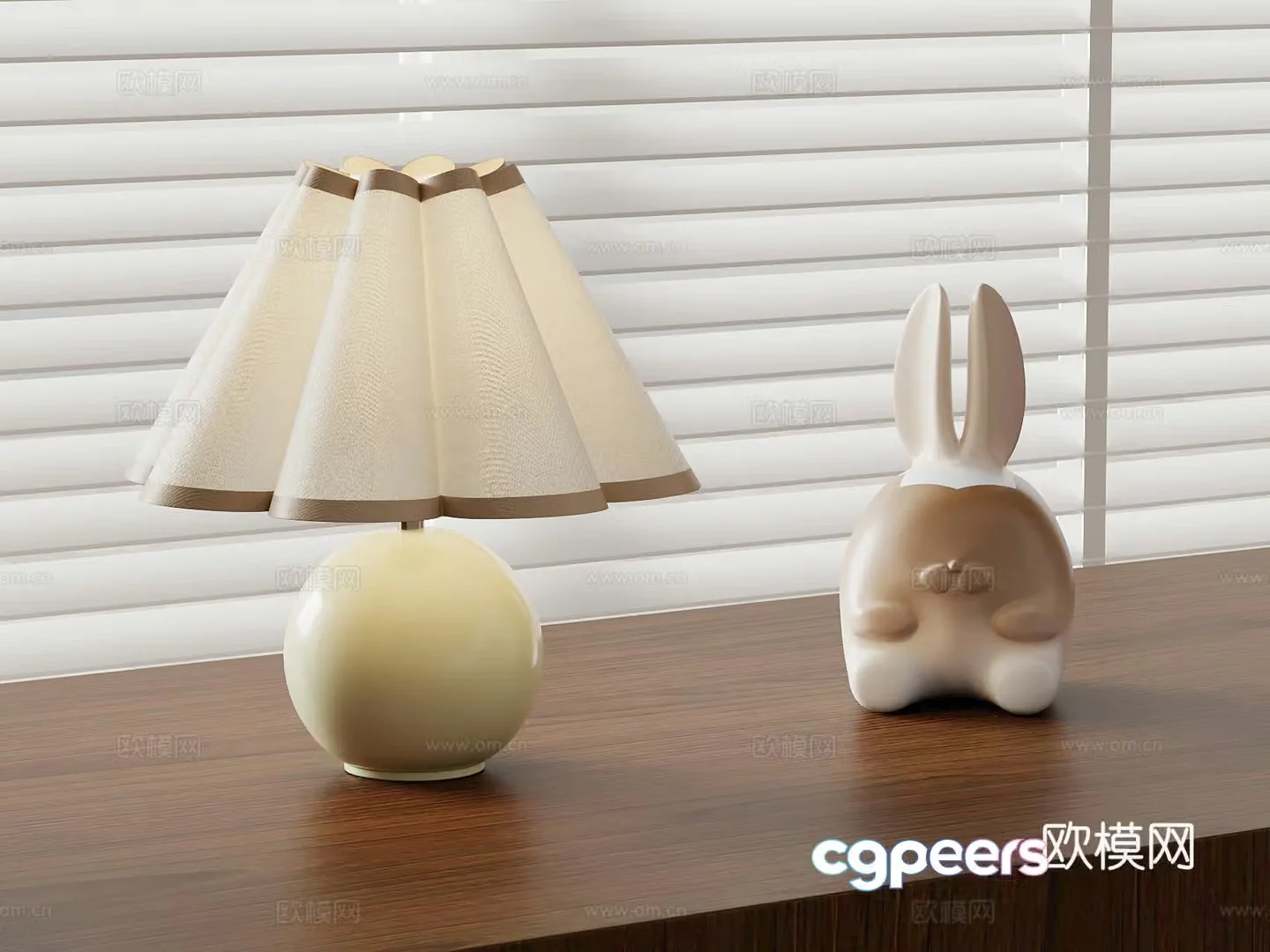 04 Modern Cream Temperature Lamp Sculpture Ornament 3D Model