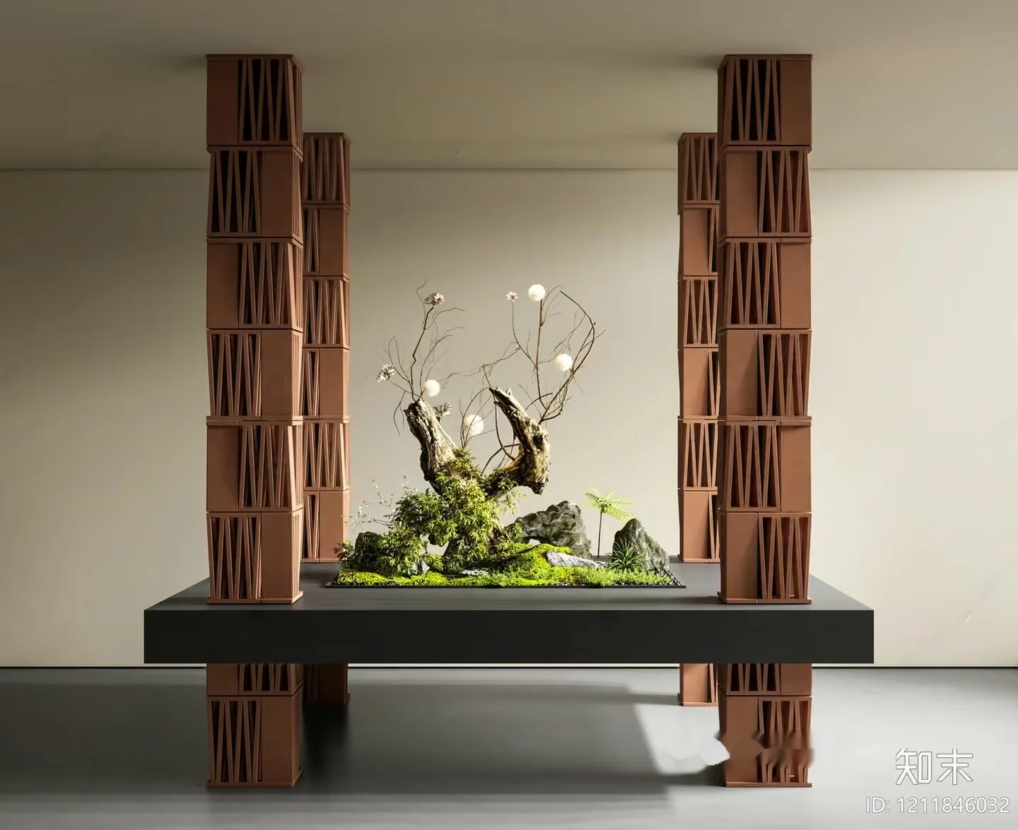 A Decorative Display Of Rocks And Branches 3D Model – 3388 – VRAY Render