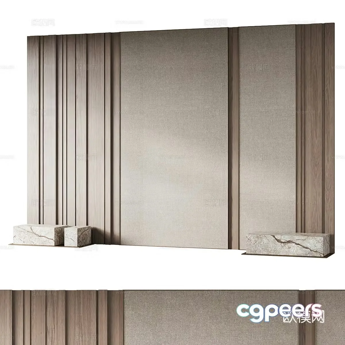 Modern minimalist bedside background wall 3d model