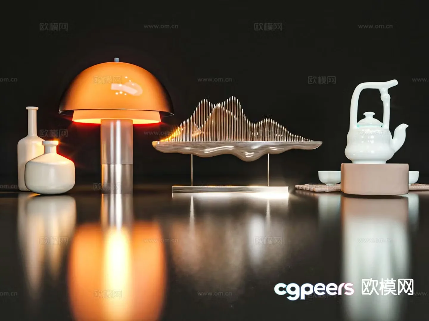 New Chinese style jewelry table lamp 3D model
