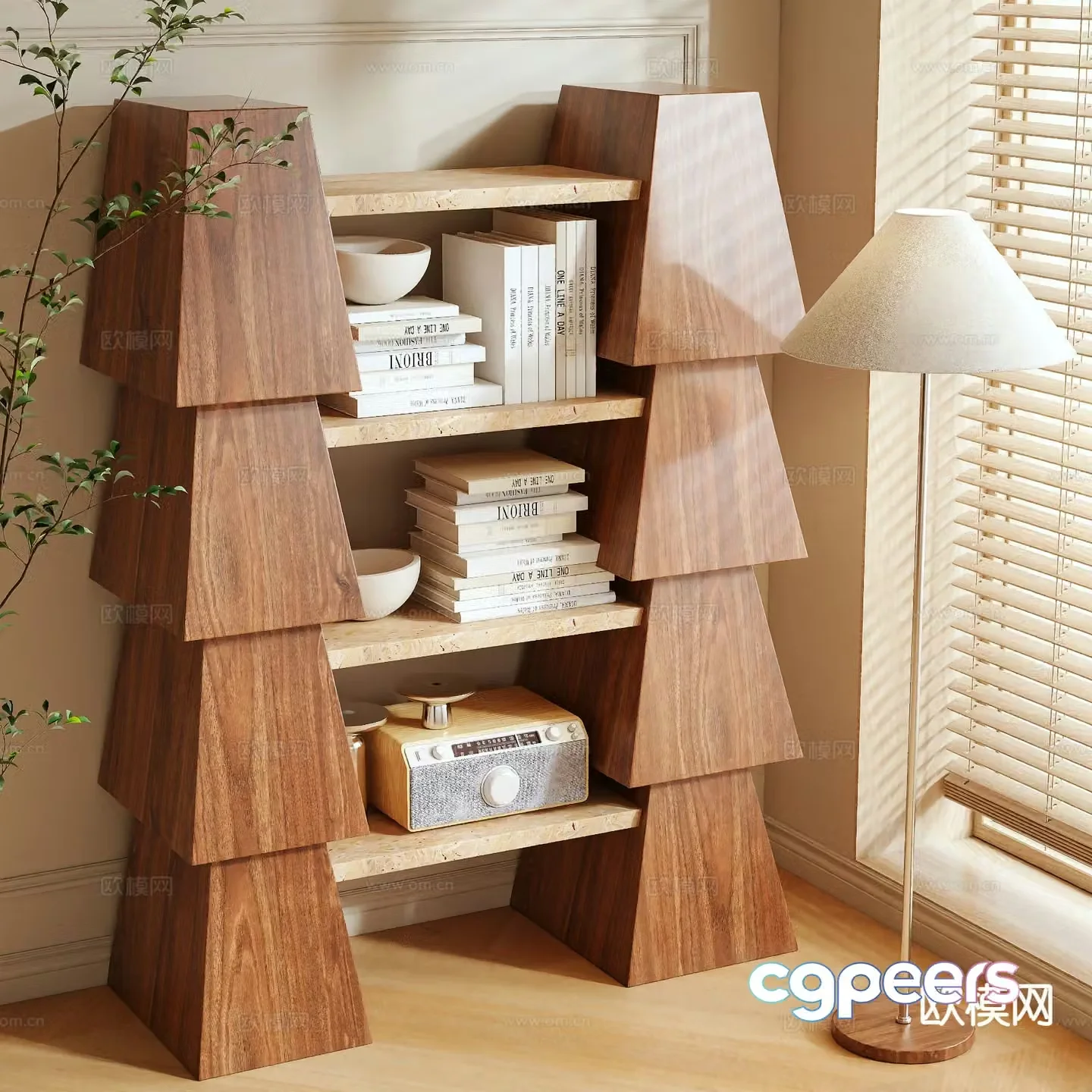 Medieval style bookshelf 3d model