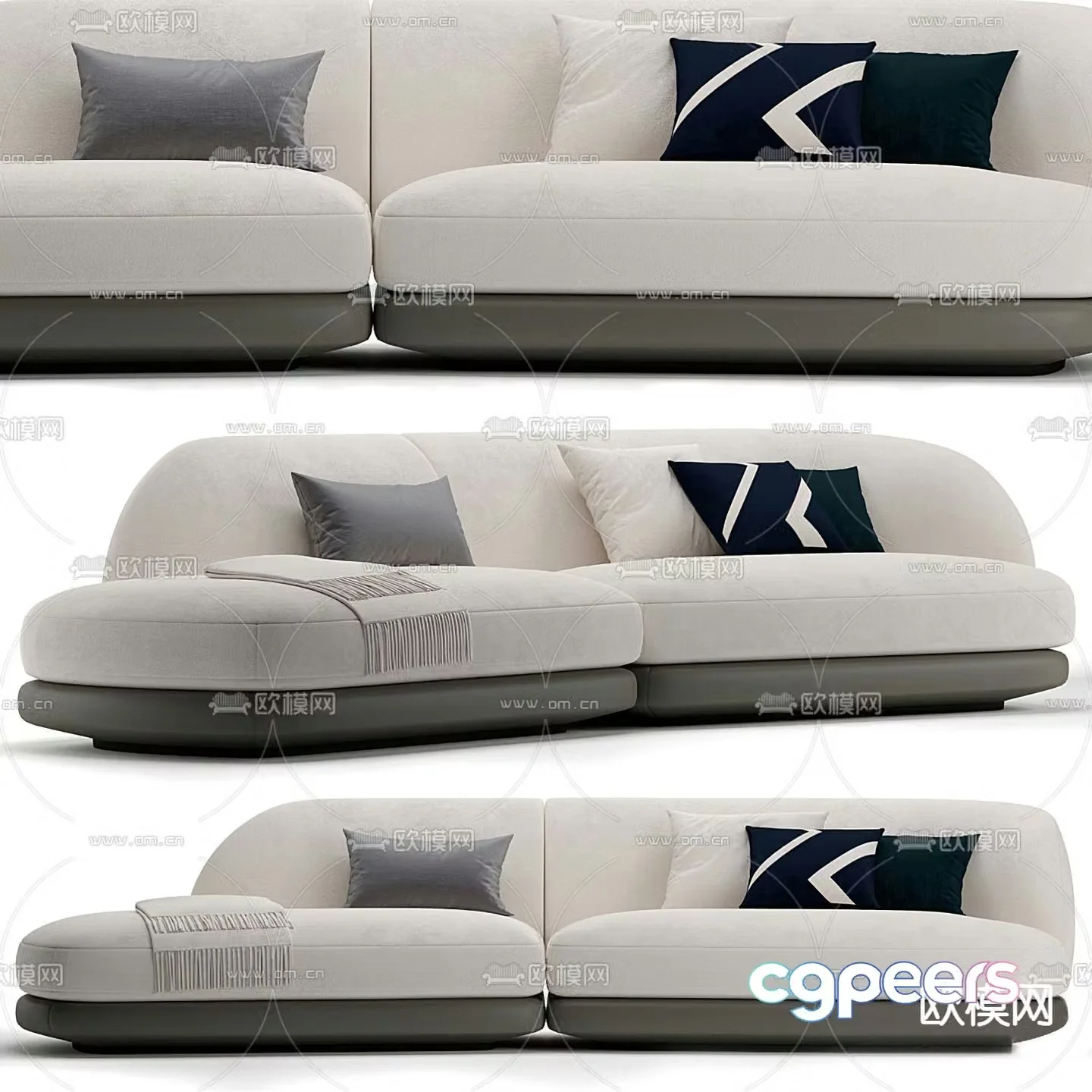 Minotti multi-person sofa upholstered sofa 3d model