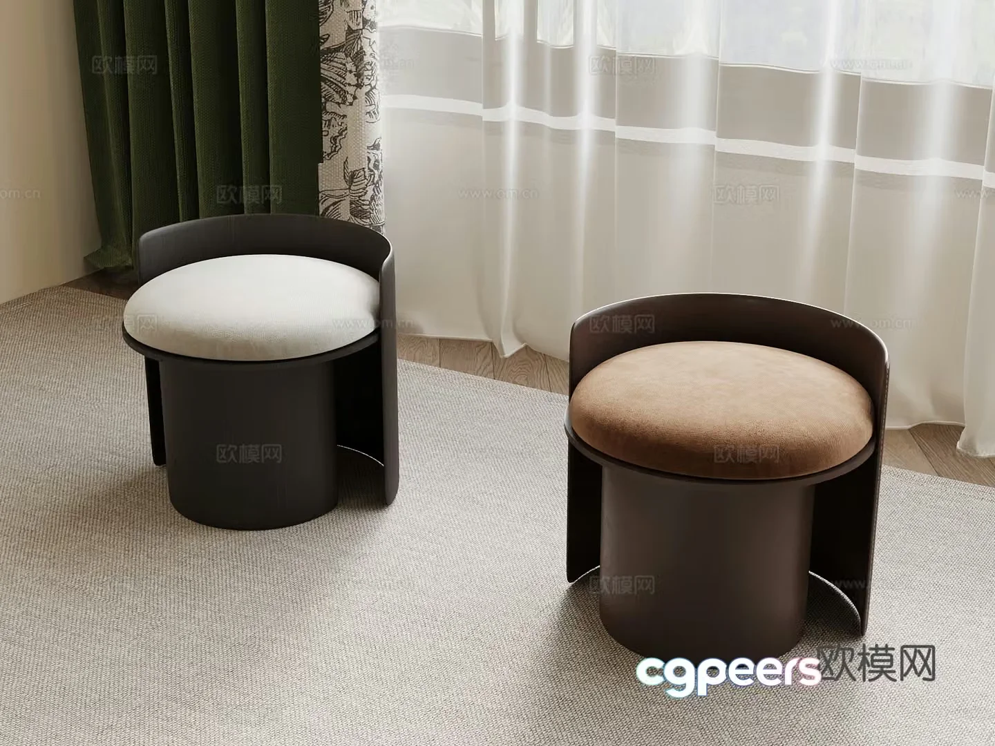07 Other stools Modern shoe changing stool Low stool Round stool 3D model
