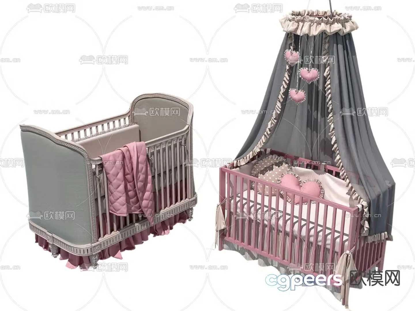 Modern children’s crib 3d model