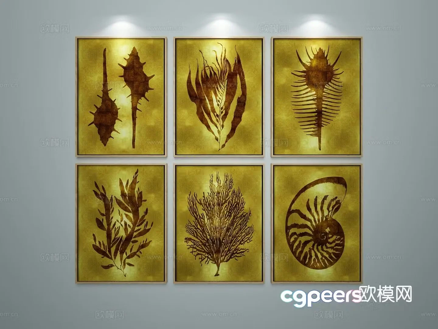 Modern minimalist painting combination painting decorative hanging painting 3D model