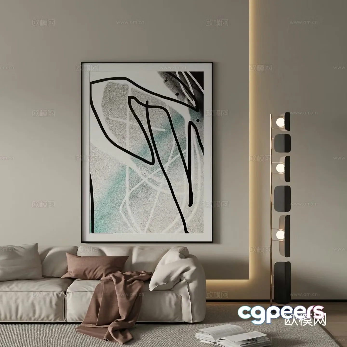 Modern decorative painting oil painting 3d model