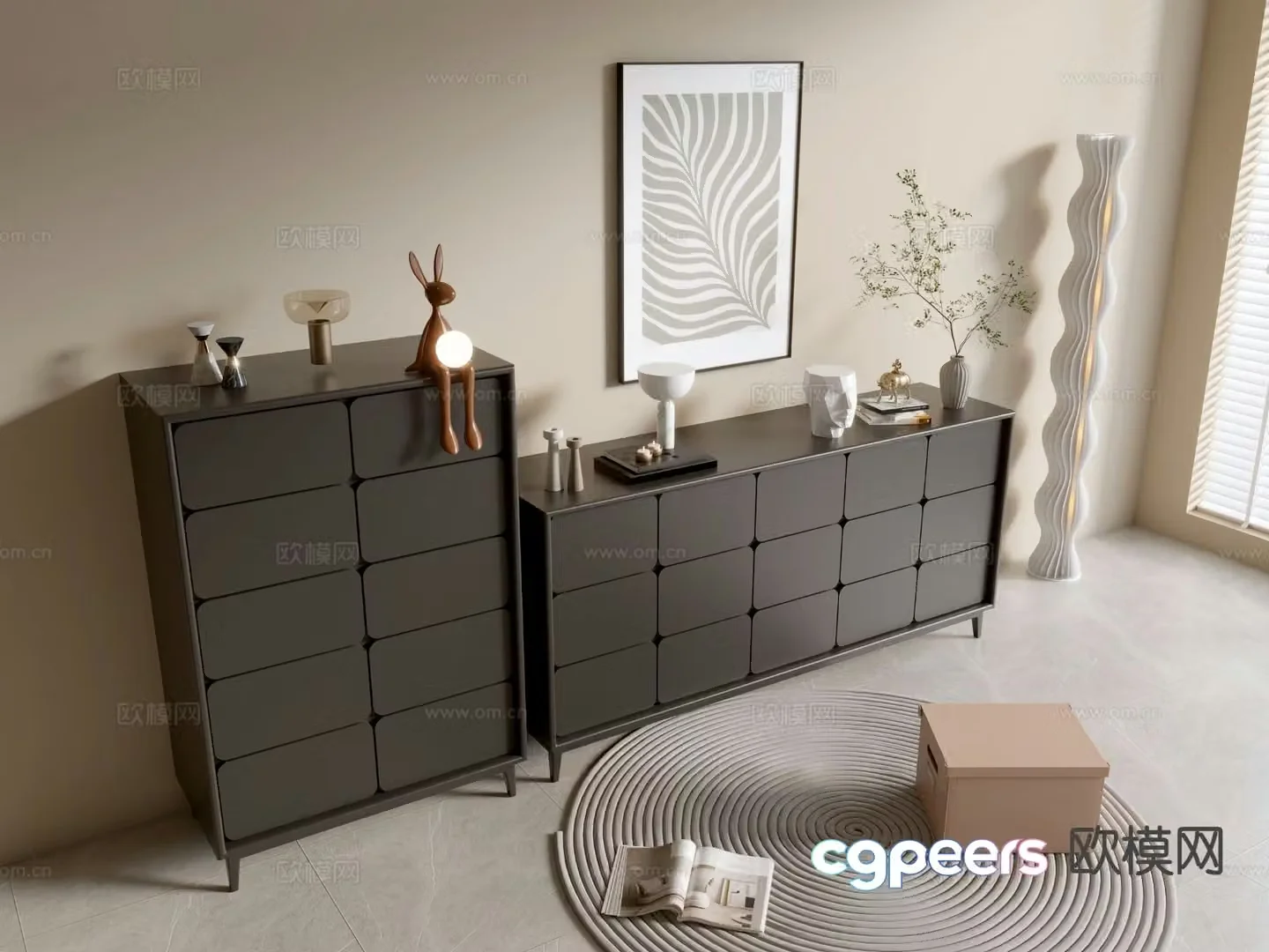 Modern chest of drawers side cabinet 3d model