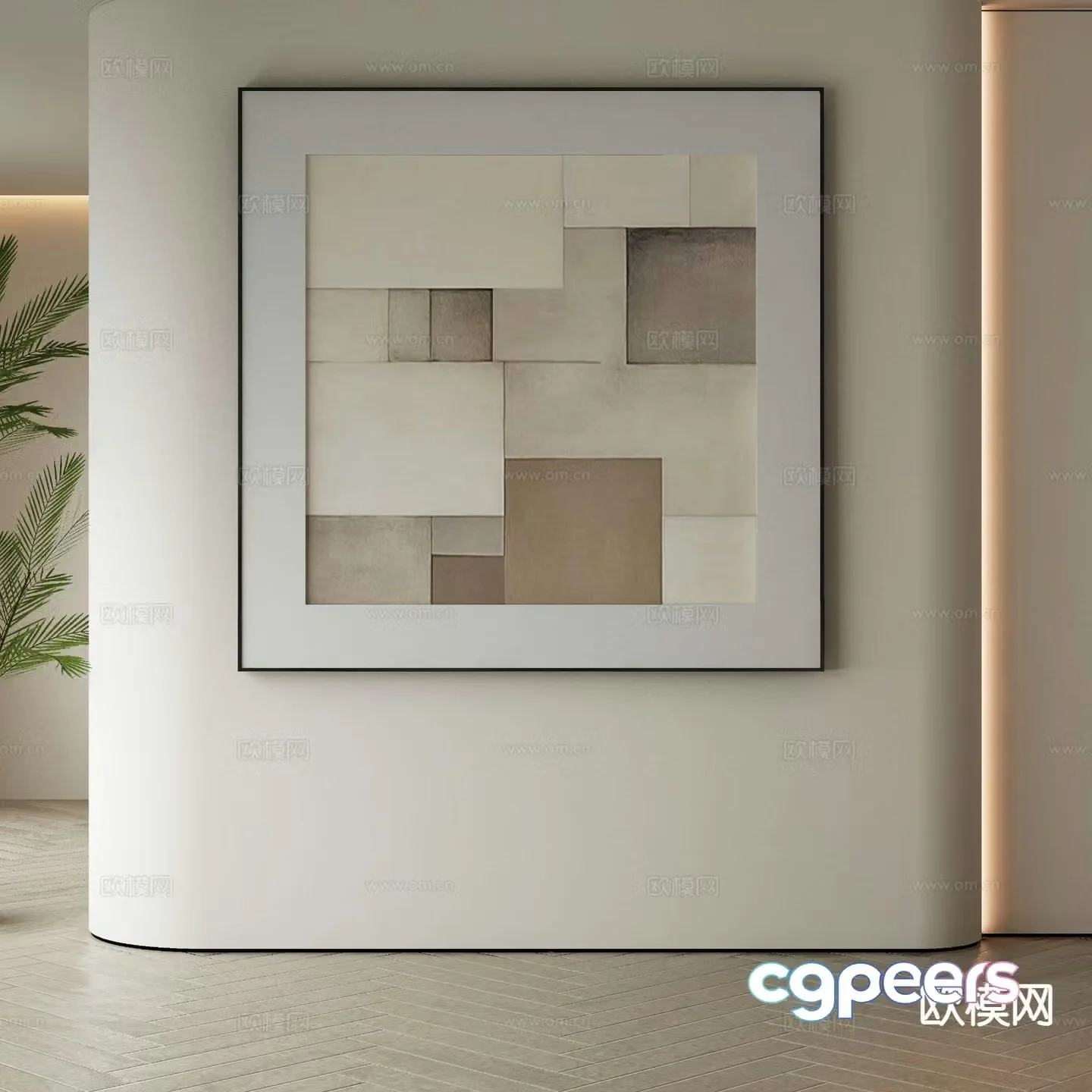 Modern decorative painting abstract painting geometric hanging painting 3D model