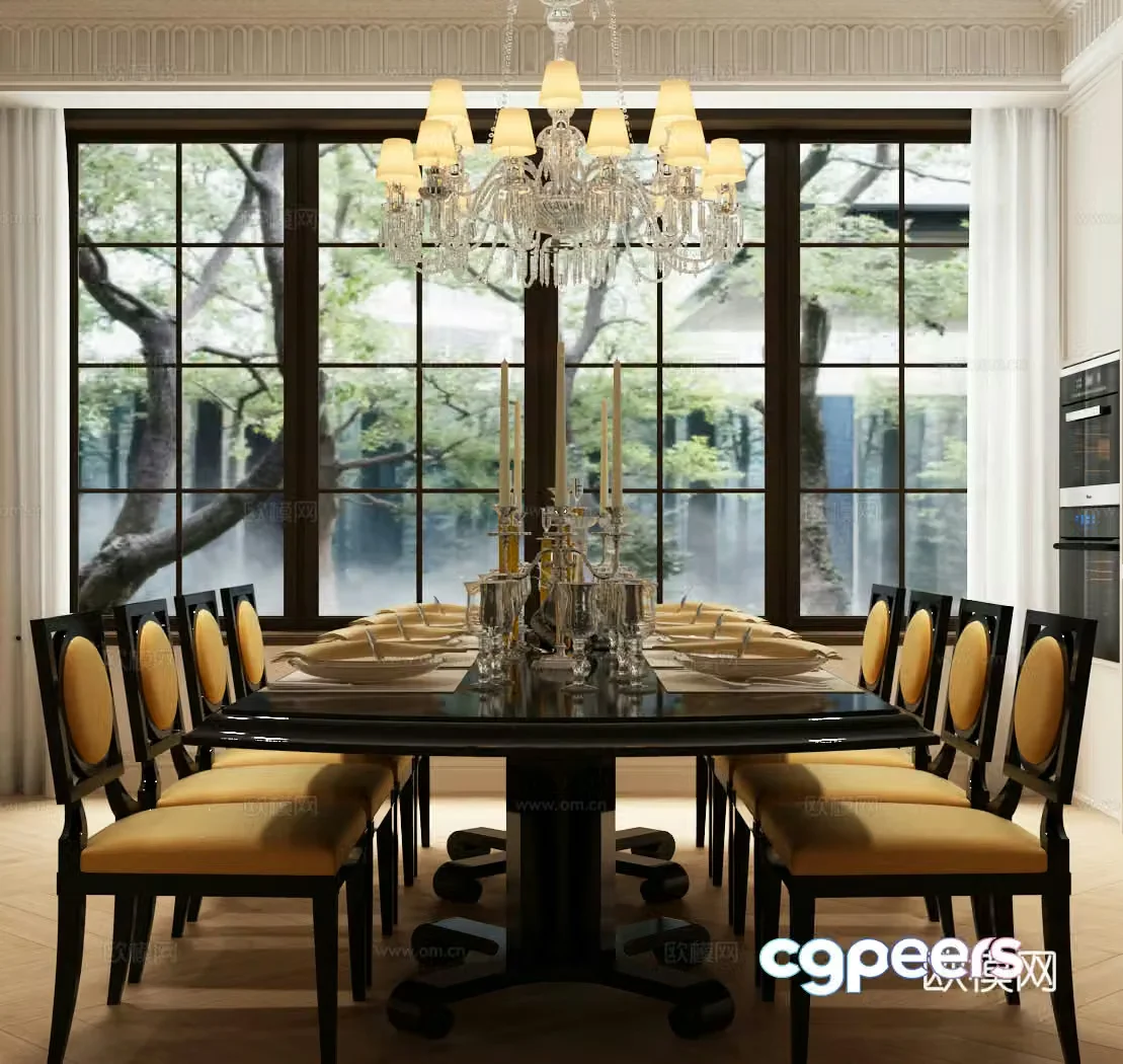 French luxury dining table and chair European dining table and chair European luxury dining table and chair combination 3D model