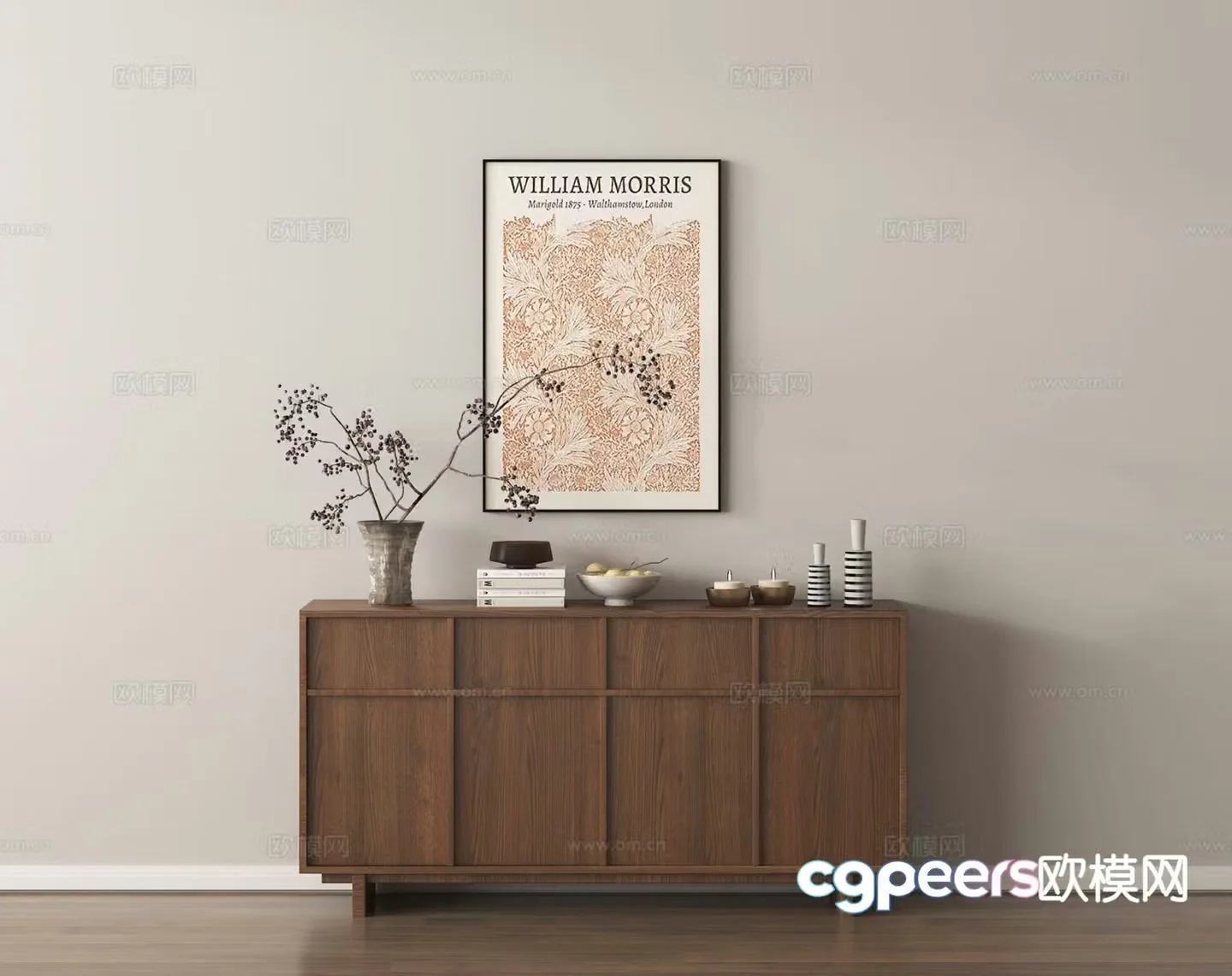Wabi-sabi side cabinet entrance cabinet 3D model