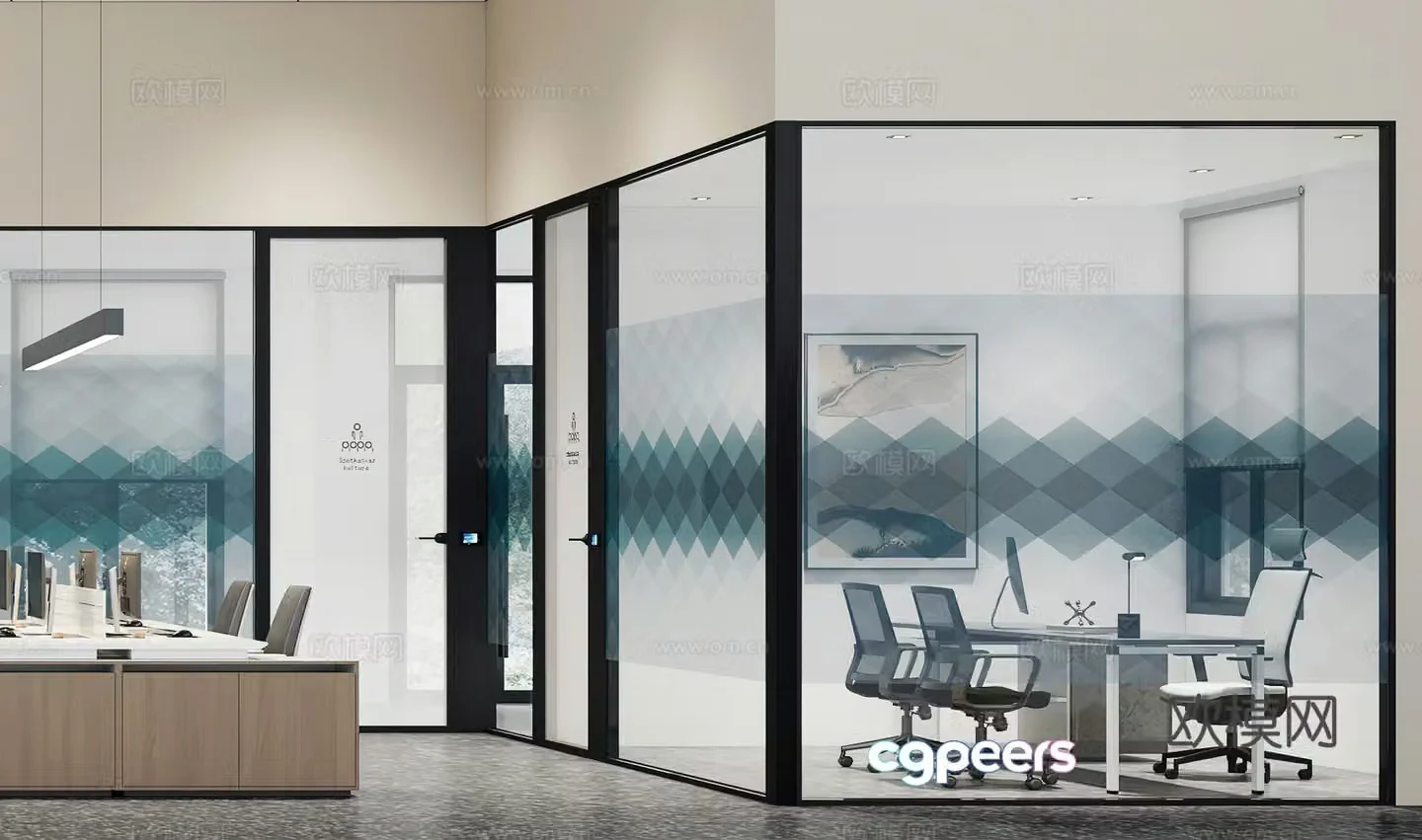 Modern public office area office 3d model