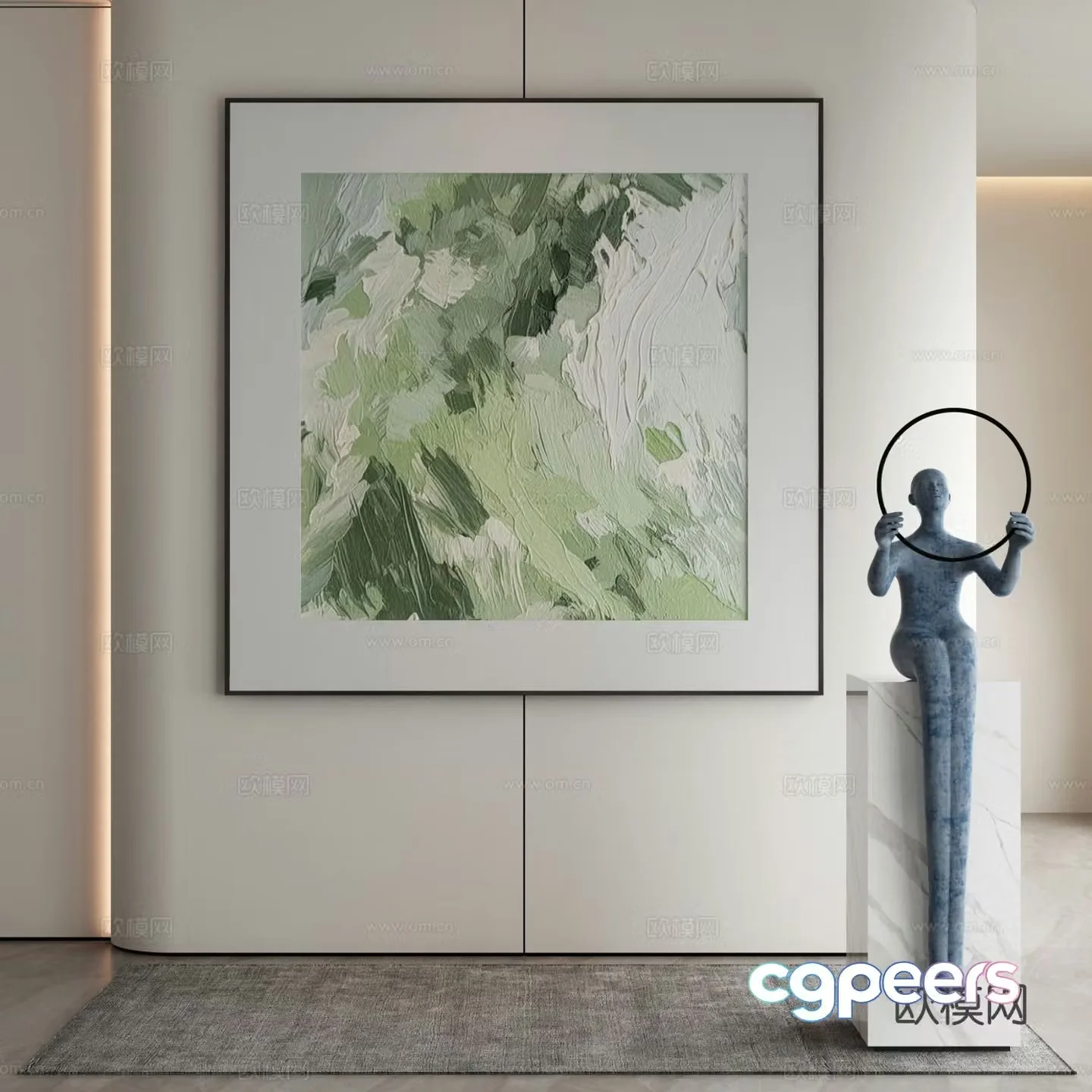 Modern texture painting decorative painting 3d model
