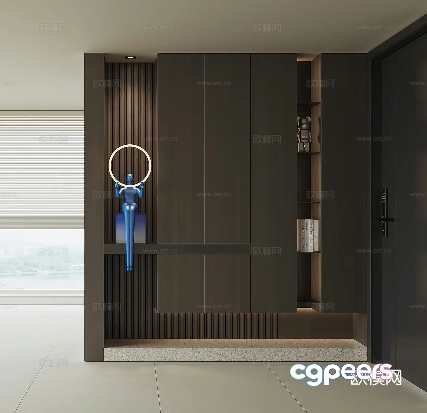 Modern home entrance shoe cabinet 3D model