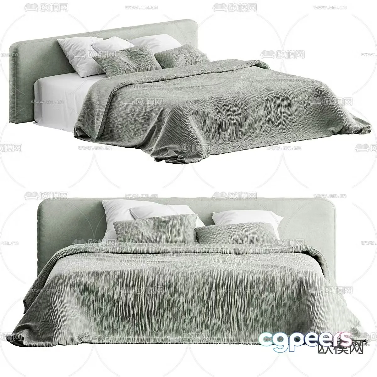 Double bed fabric bed 3d model