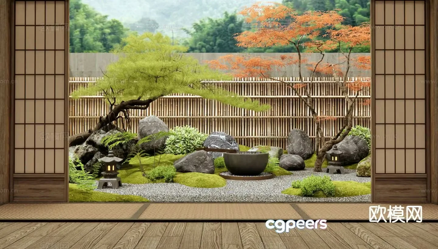 Courtyard landscape garden 3d model