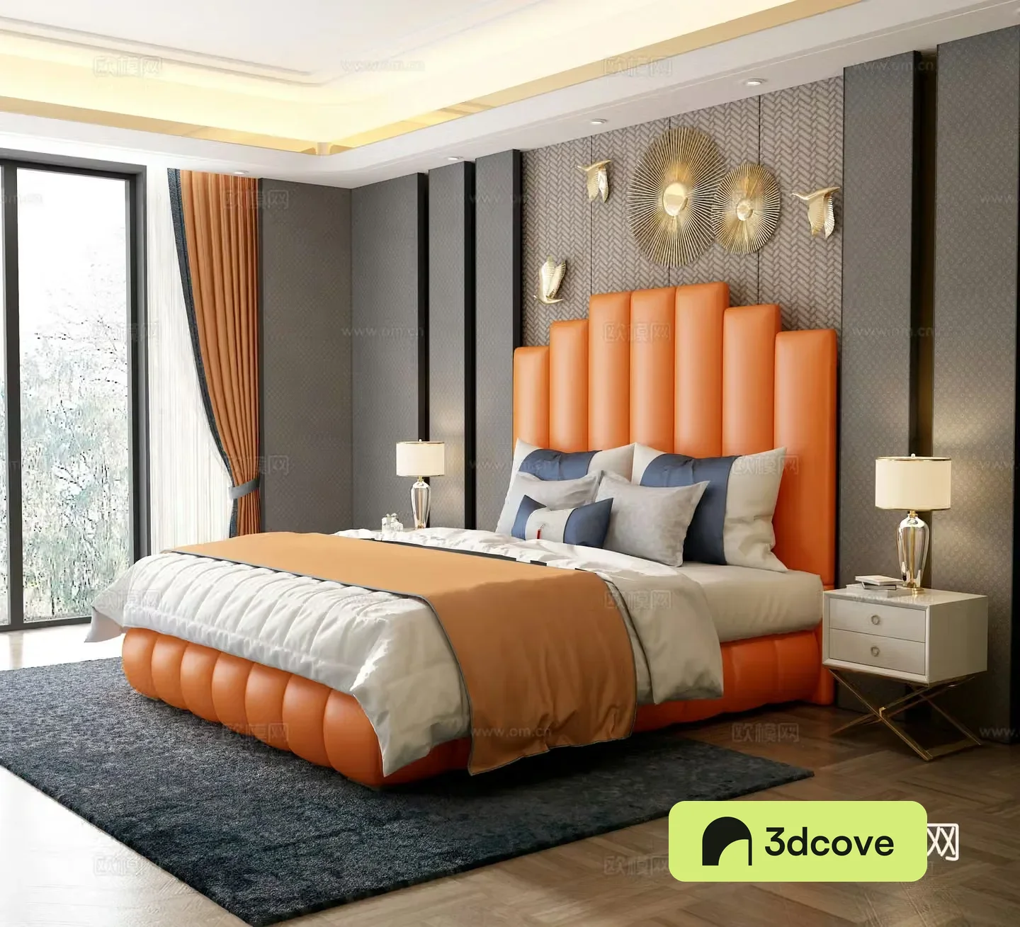 Postmodern bedroom bedside table bedside jewelry bed