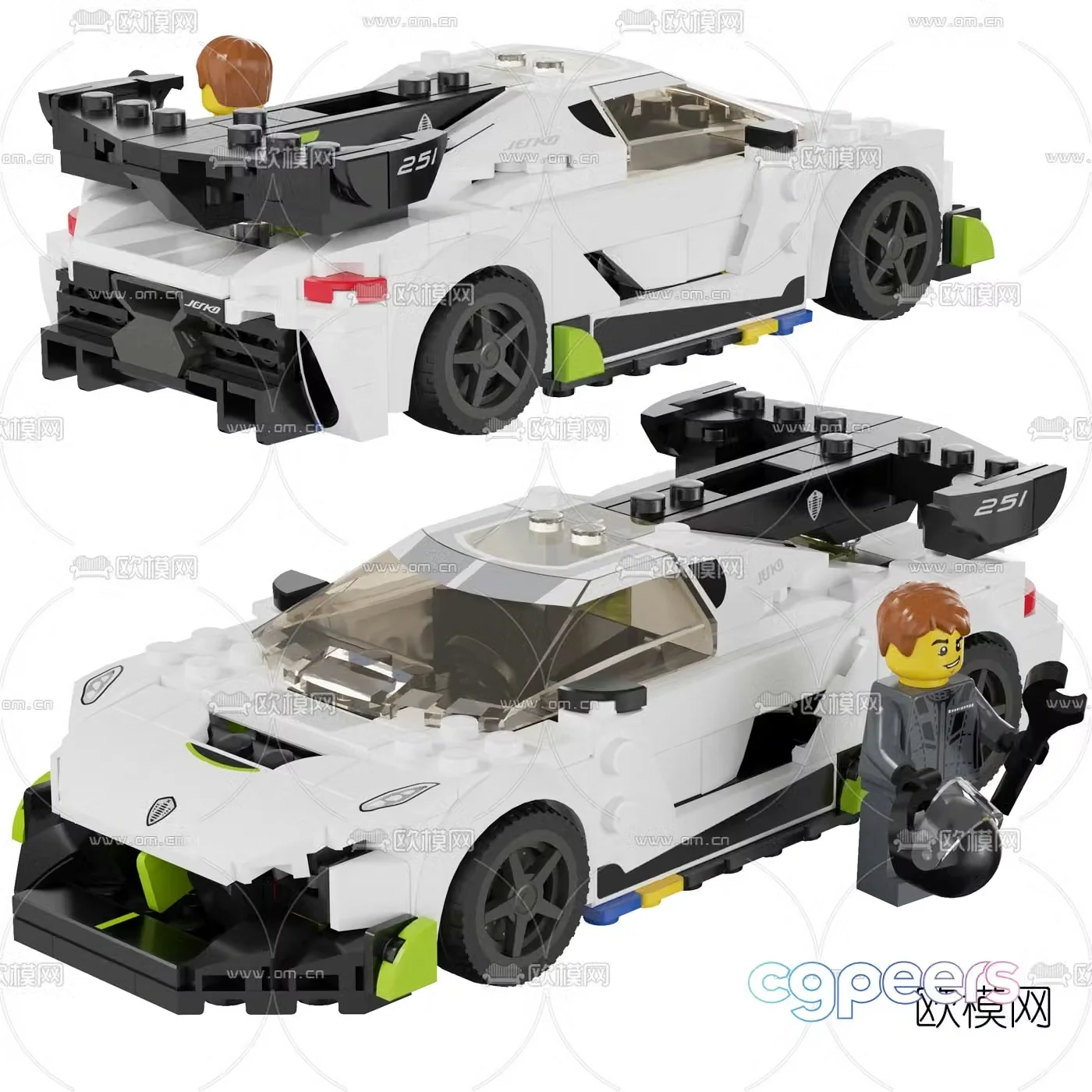 Modern building block toy car 3d model