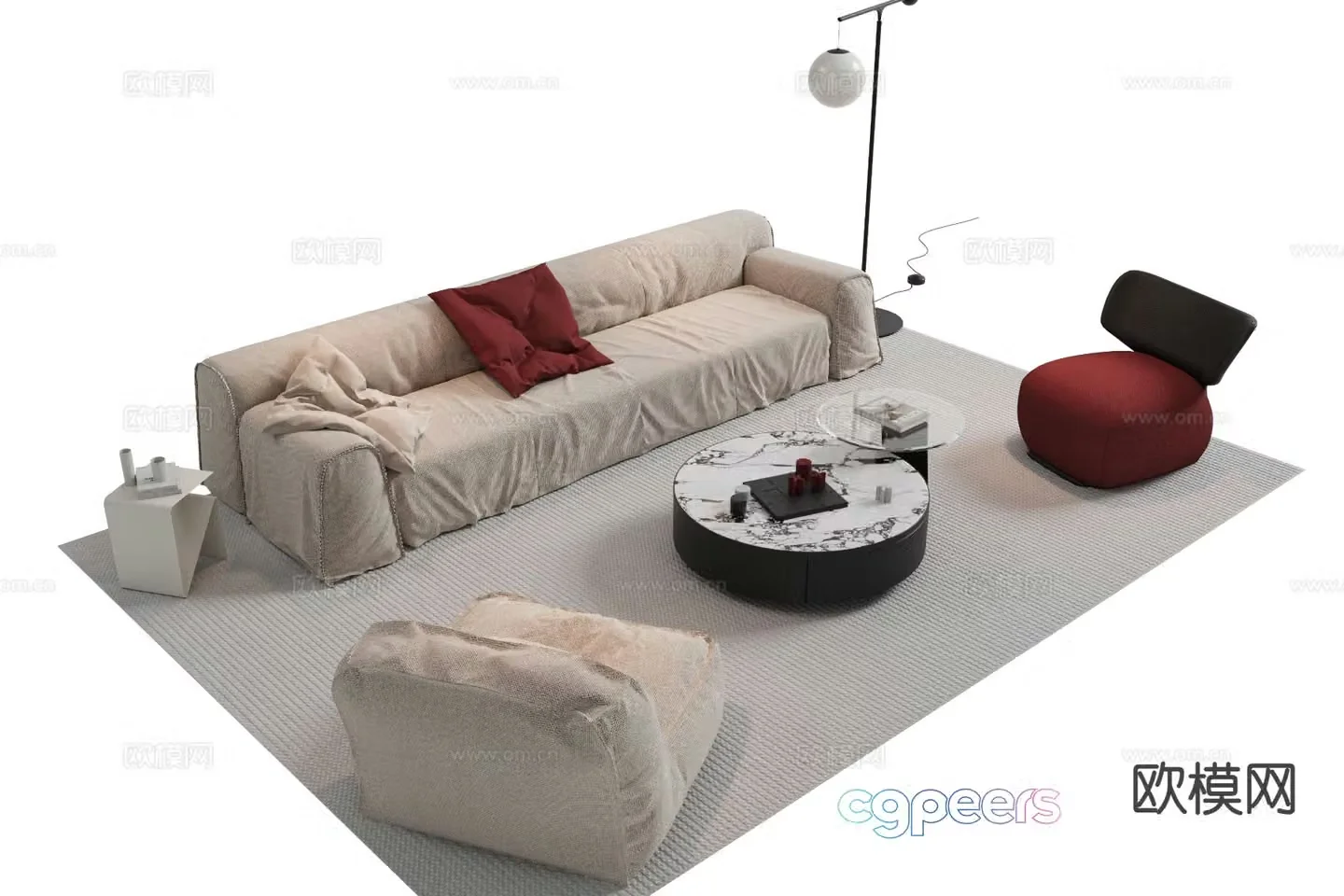 Italian sofa modular sofa 3d model