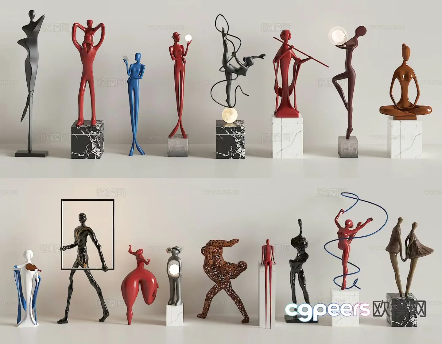 Modern interior art installation sculpture ornaments figure sculpture 3D model