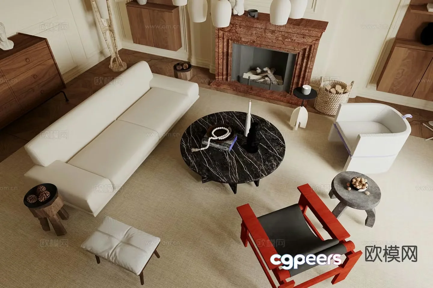 Medieval style modular sofa 3D model