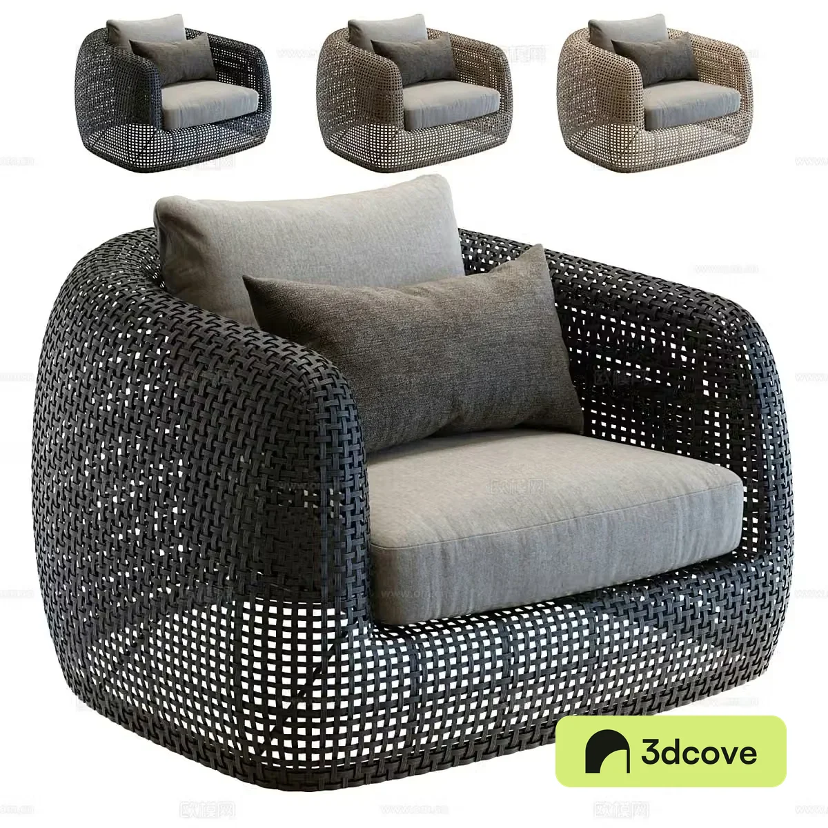 New Chinese Hardware Gemini Outdoor Leisure Sofa 3D Model