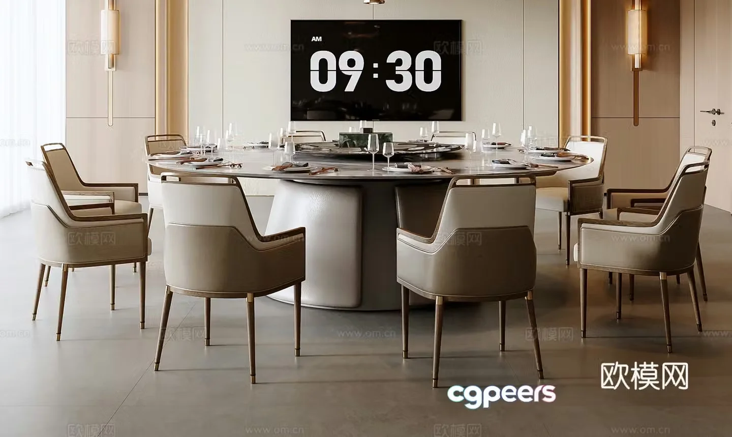 New Chinese dining table and chair 3D model