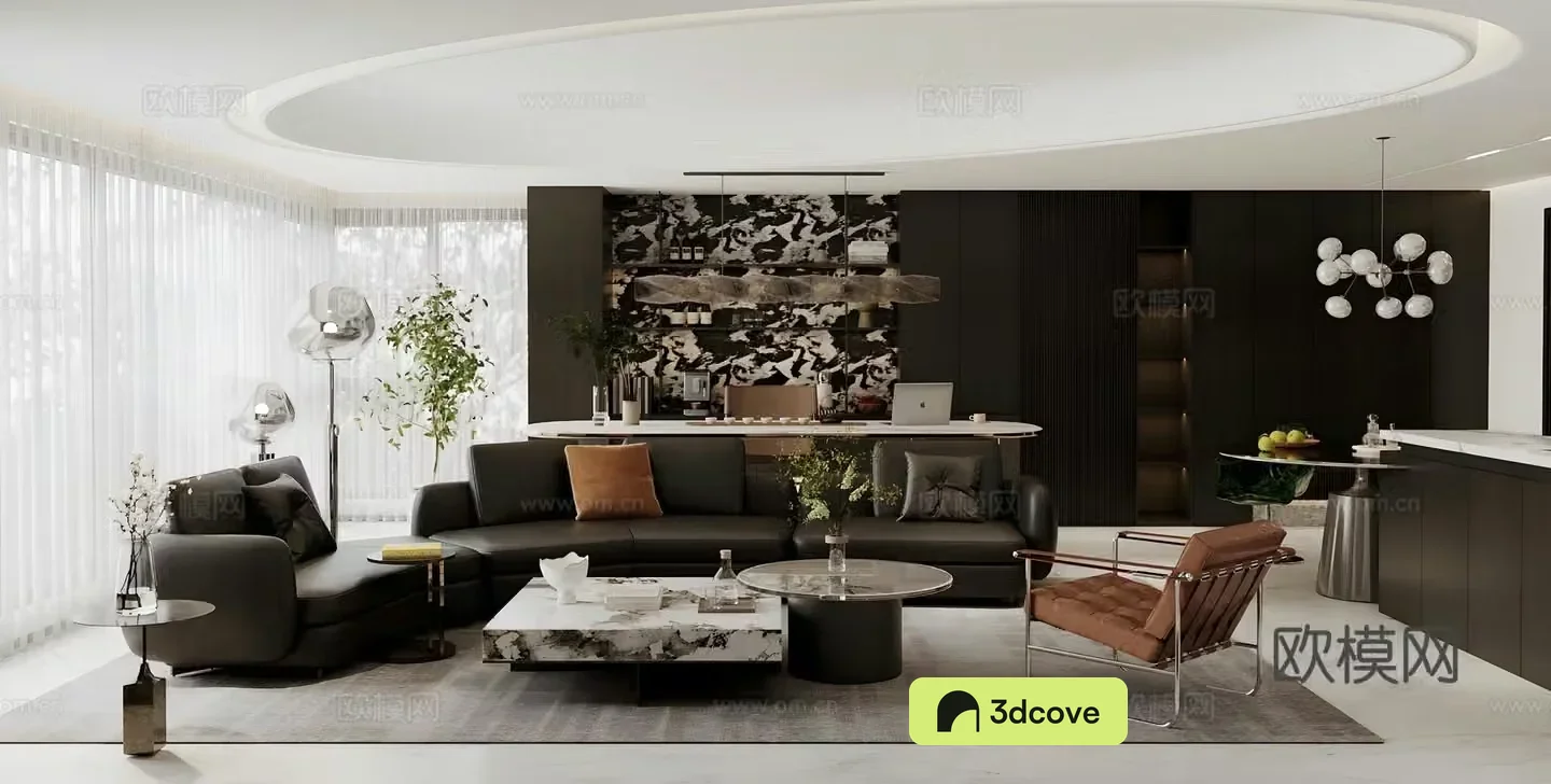 Modern Italian living restaurant Light luxury Italian living restaurant Premium gray living restaurant Black and white gray living restaurant