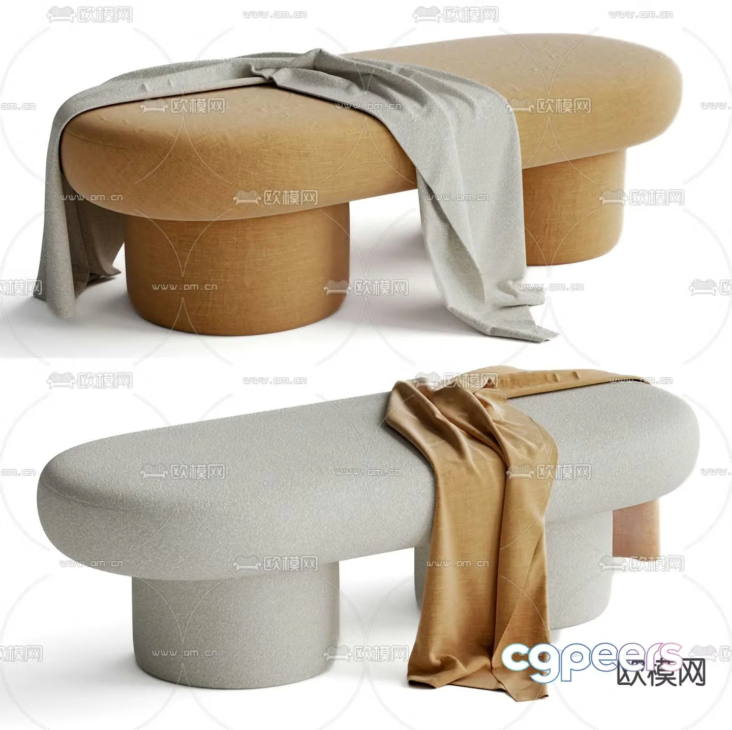 Modern footrest bedside stool 3d model