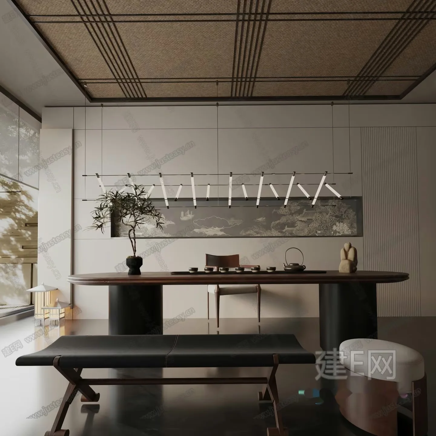 Modern Minimalist Dining Room 3D Model – 18135 – VRAY Render