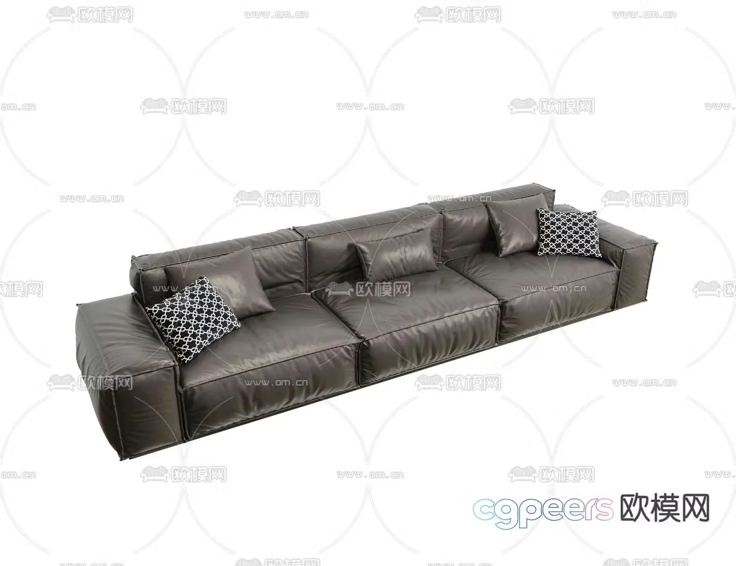 Three seater sofa leather sofa 3d model