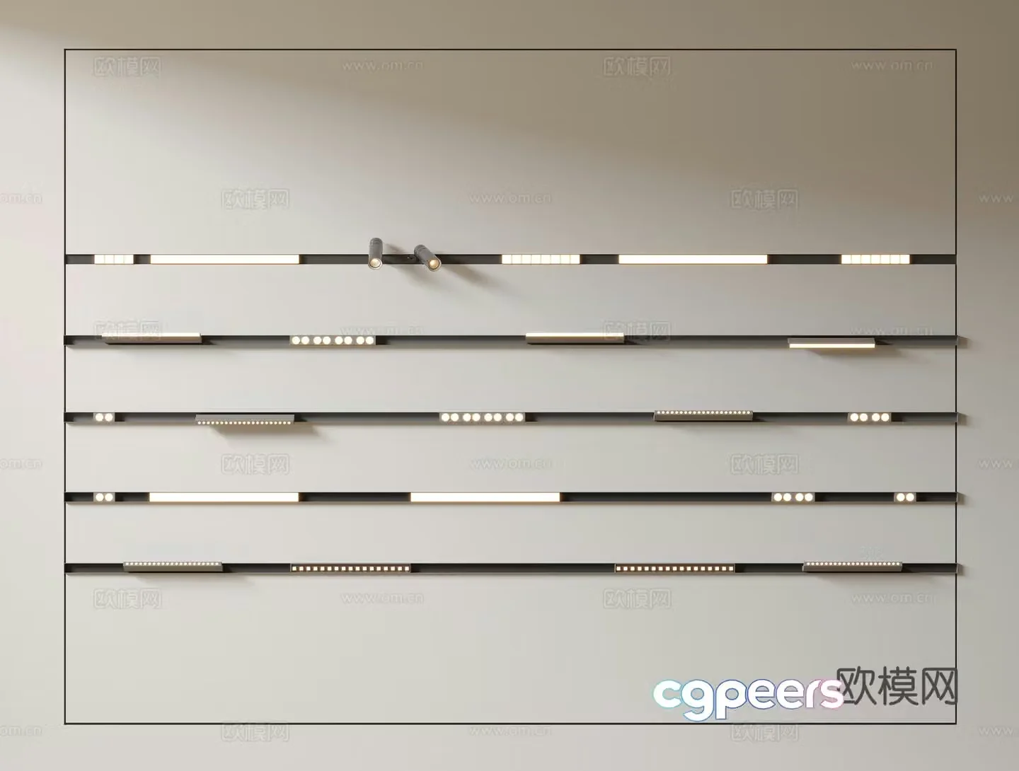 Minimalist downlight spotlight magnetic track light surface-mounted turning spotlight linear light 3D model