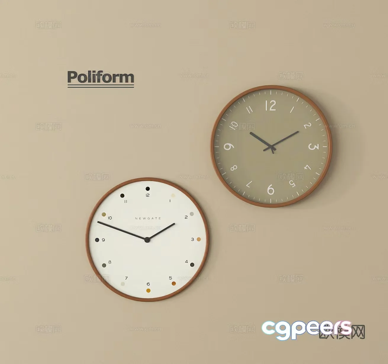 Two Clocks 3D Model – 13338 – VRAY Render
