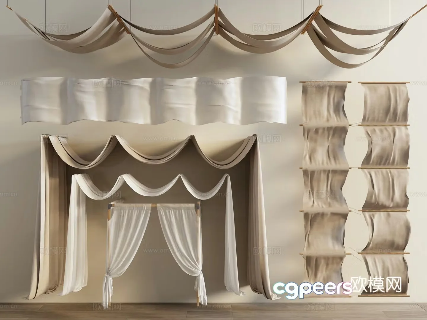 Modern curtain ceiling curtain ceiling curtain 3D model