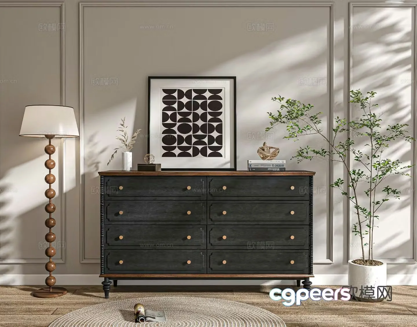 Medieval style chest of drawers 3D model