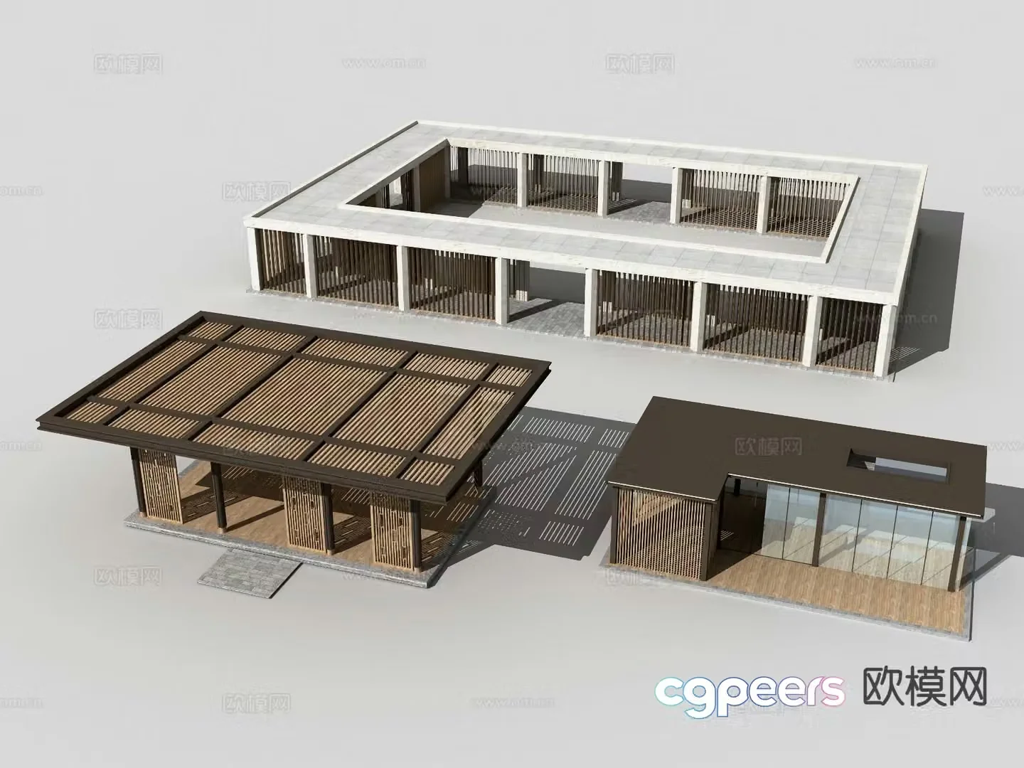 Chinese style gallery corridor rest pavilion pavilion corridor 3d model