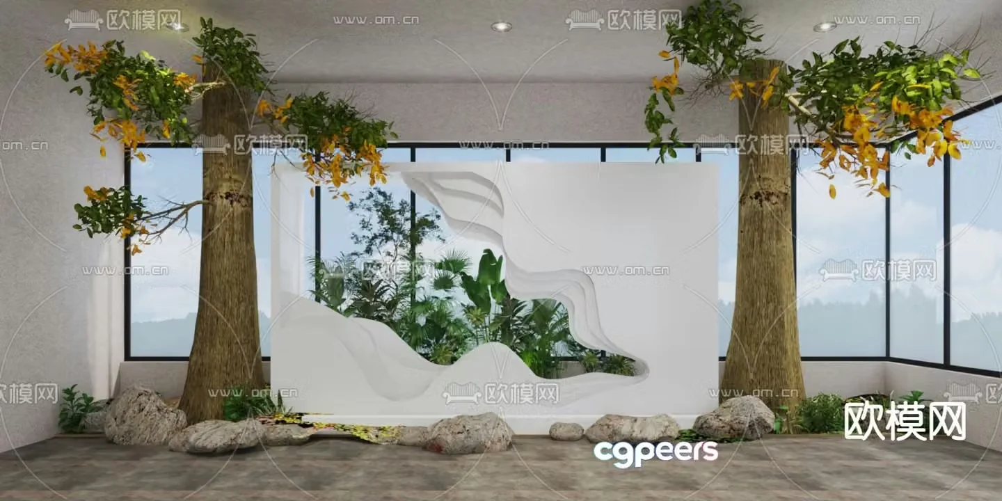Modern interior landscape 3d model