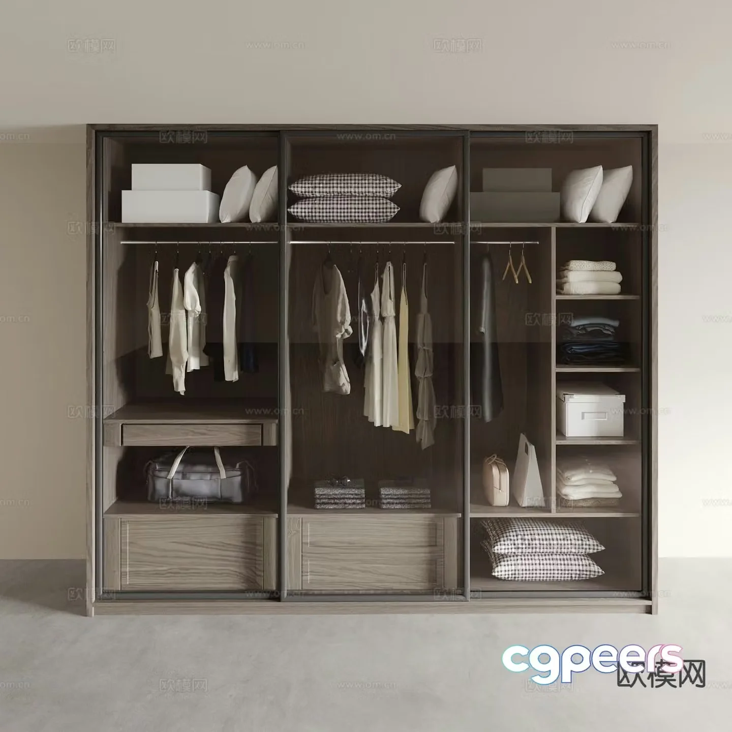 Log style wardrobe glass wardrobe 3d model
