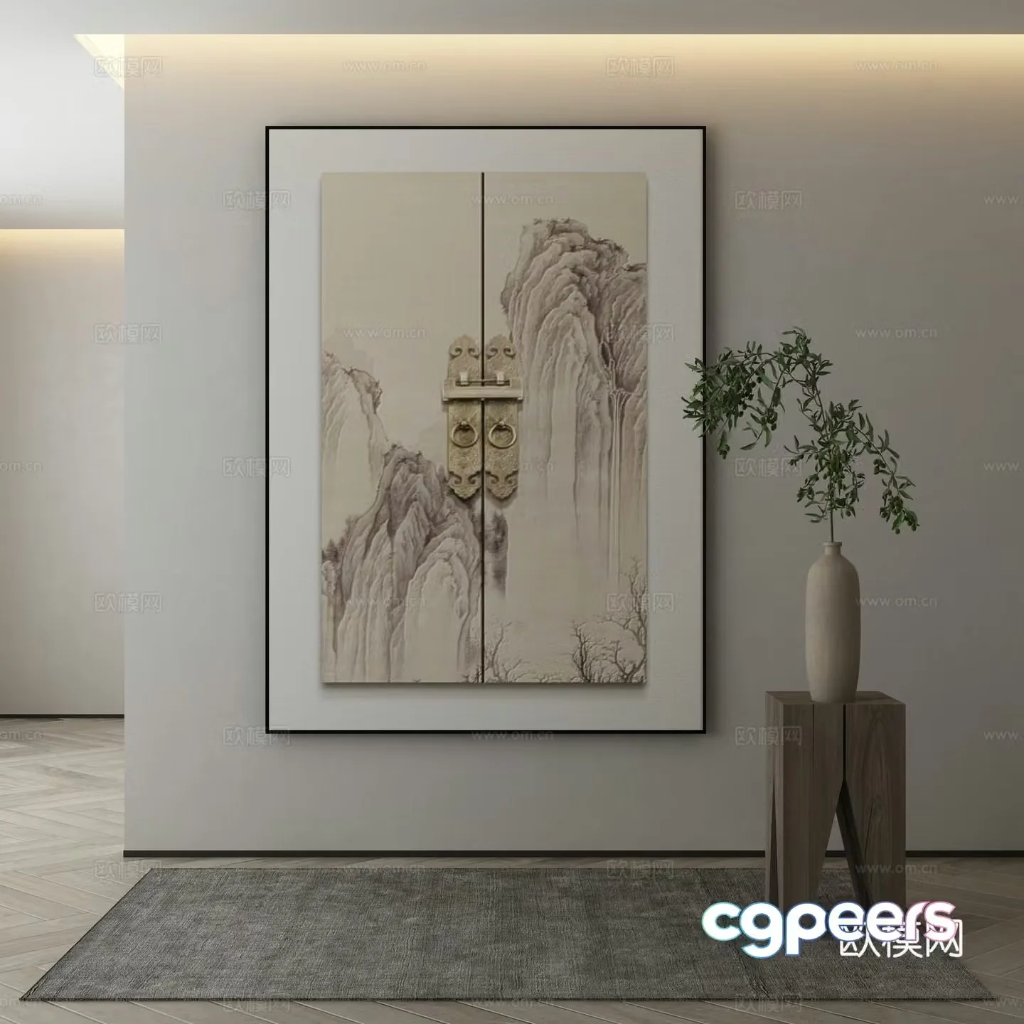 New Chinese style wasabi paintings oil paintings 3D model
