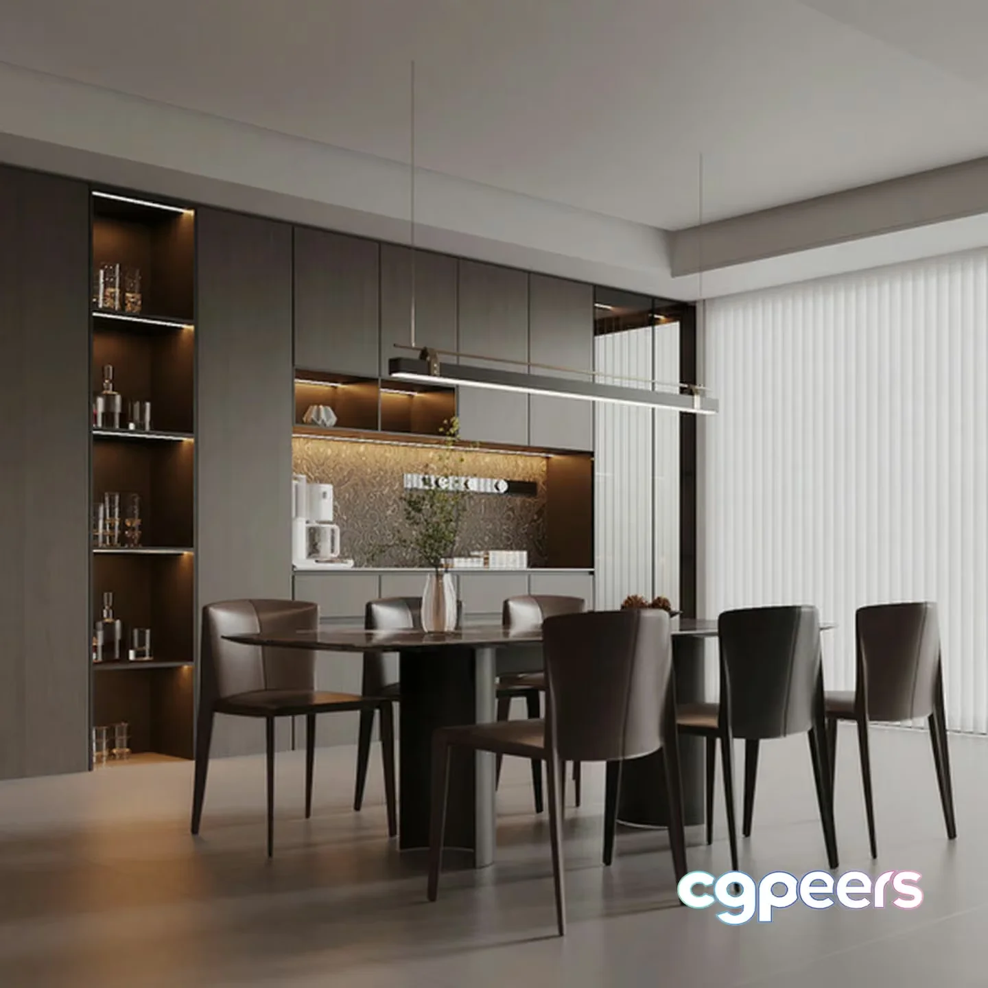 Modern Dining Room 3D Model – 16207 – VRAY Render