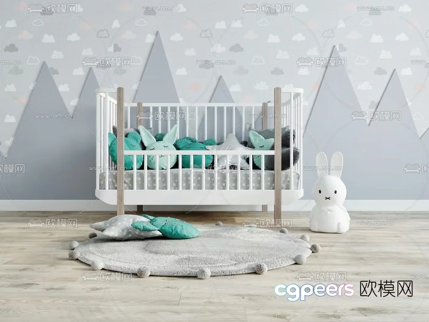 Modern children’s bed crib 3d model