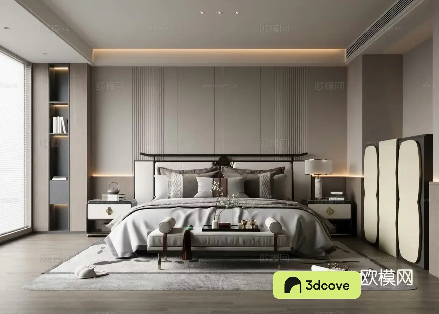 New Chinese style home bedroom master bedroom without master light