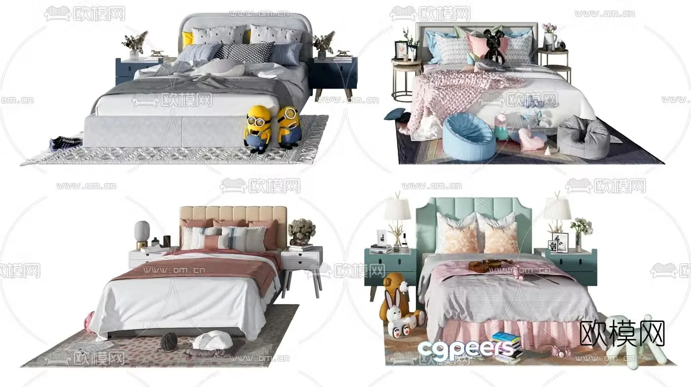 Modern fabric children’s bed 3d model