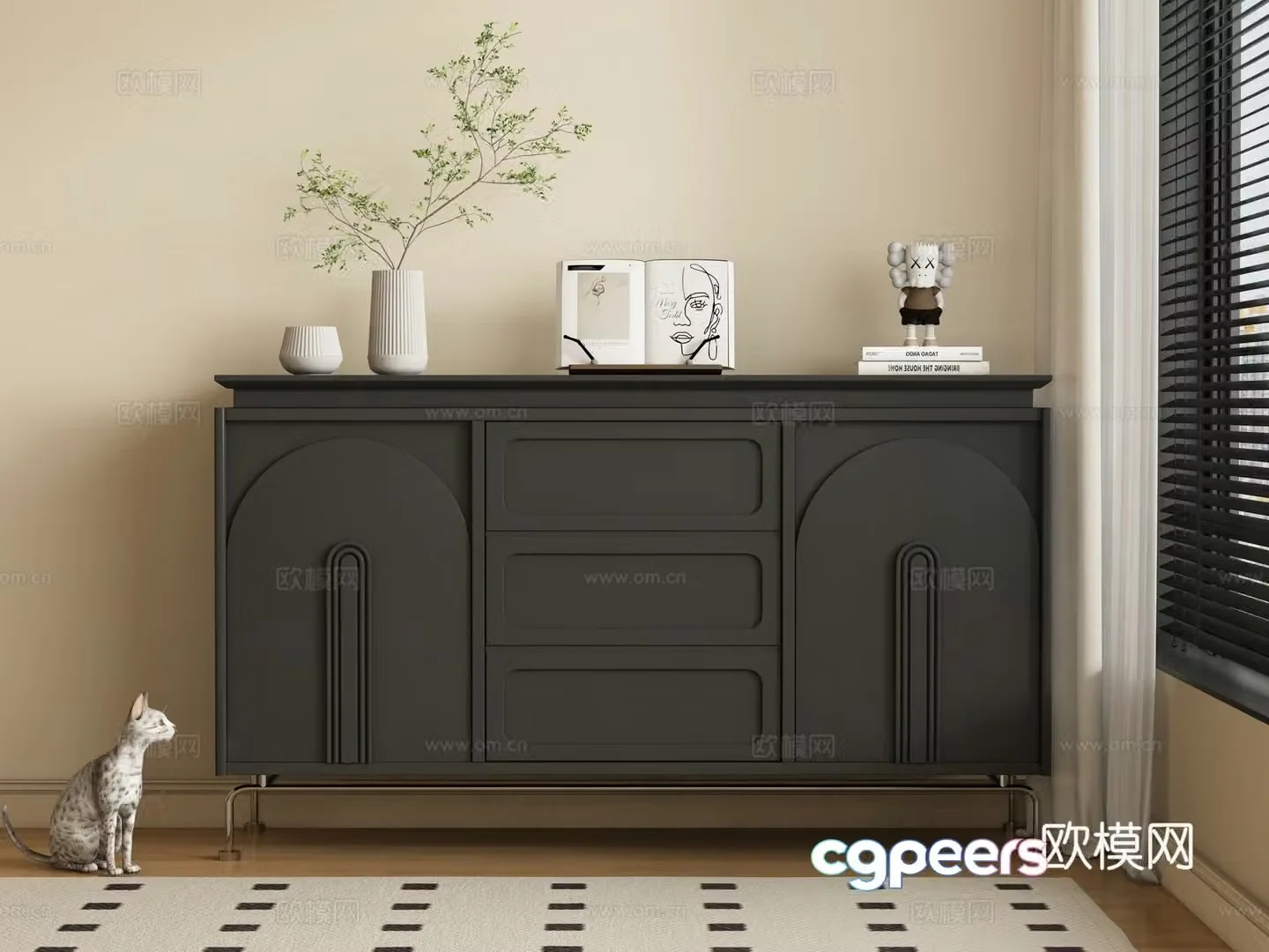 French entrance cabinet side cabinet 3D model
