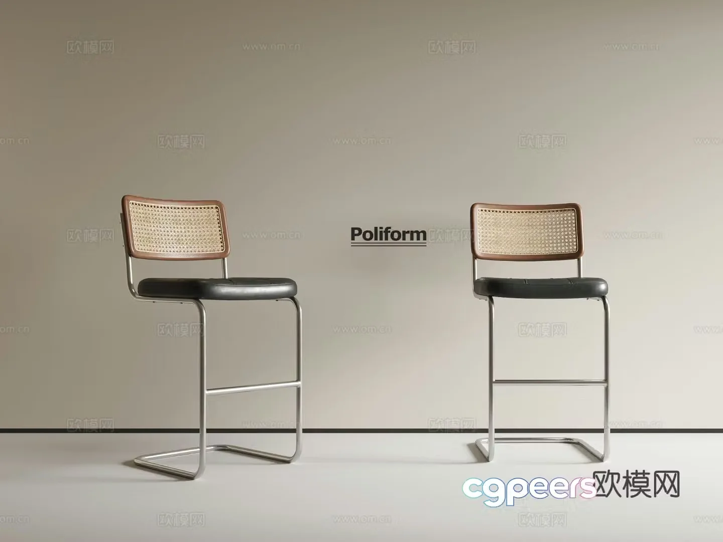 Medieval style bar chair bar stool high stool 3D model