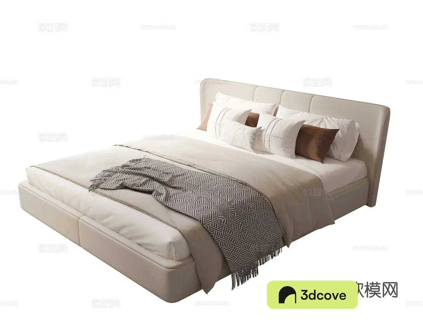 Modern double bed fabric double bed