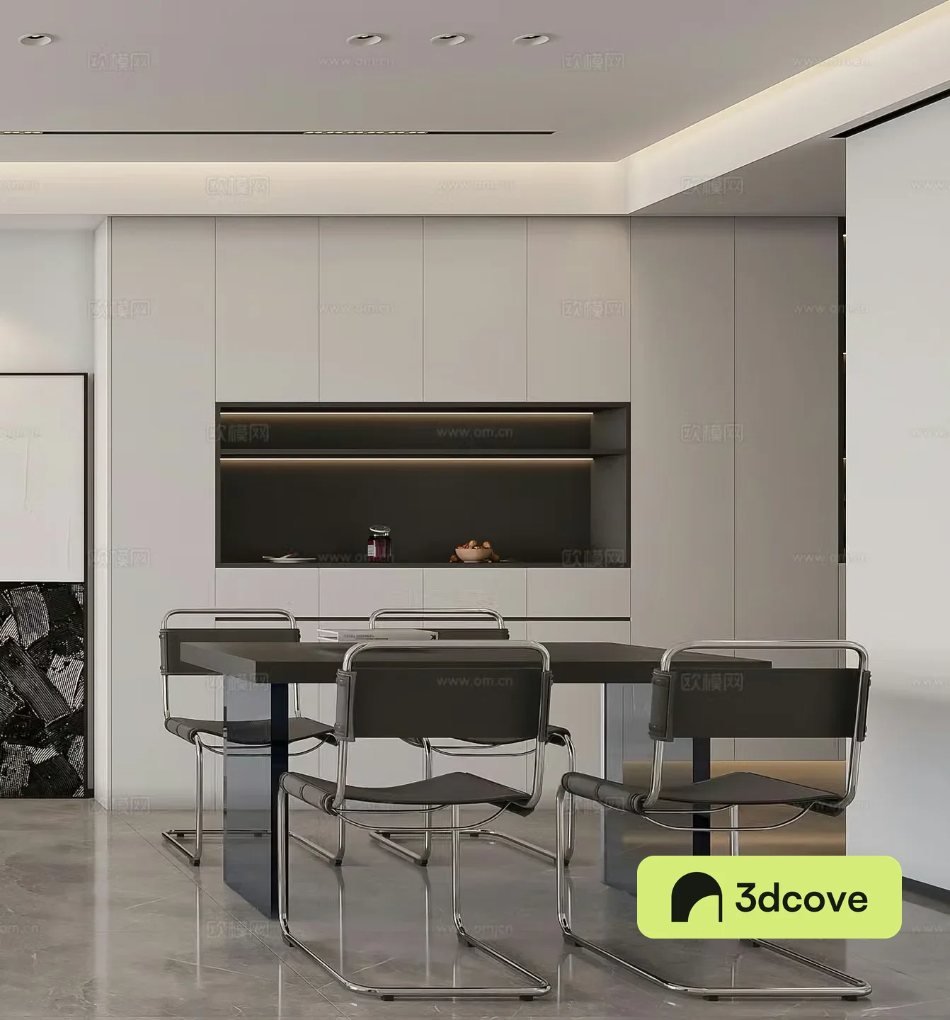 Modern restaurant wine cabinet simple dining table modern living restaurant black white gray