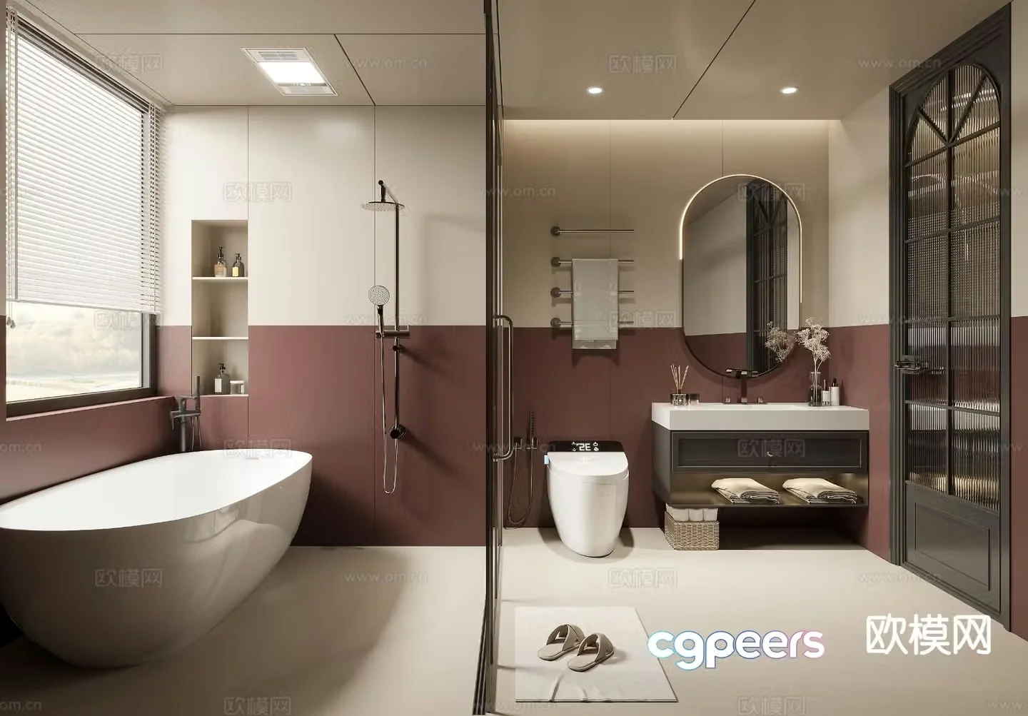 French retro bathroom bathroom 3d model