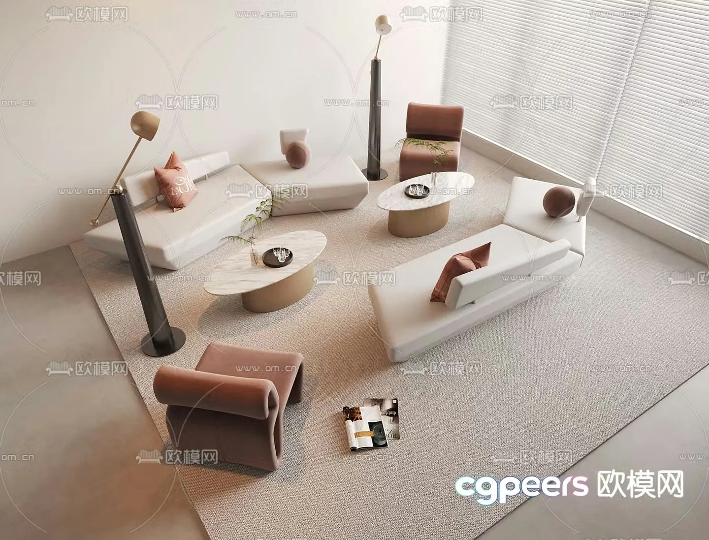 Office sofa modular sofa 3d model