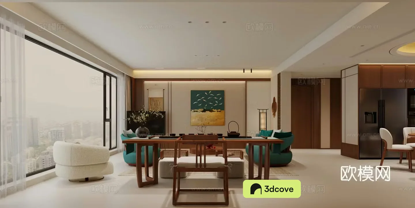 New Chinese style Song style aesthetics Living and dining room